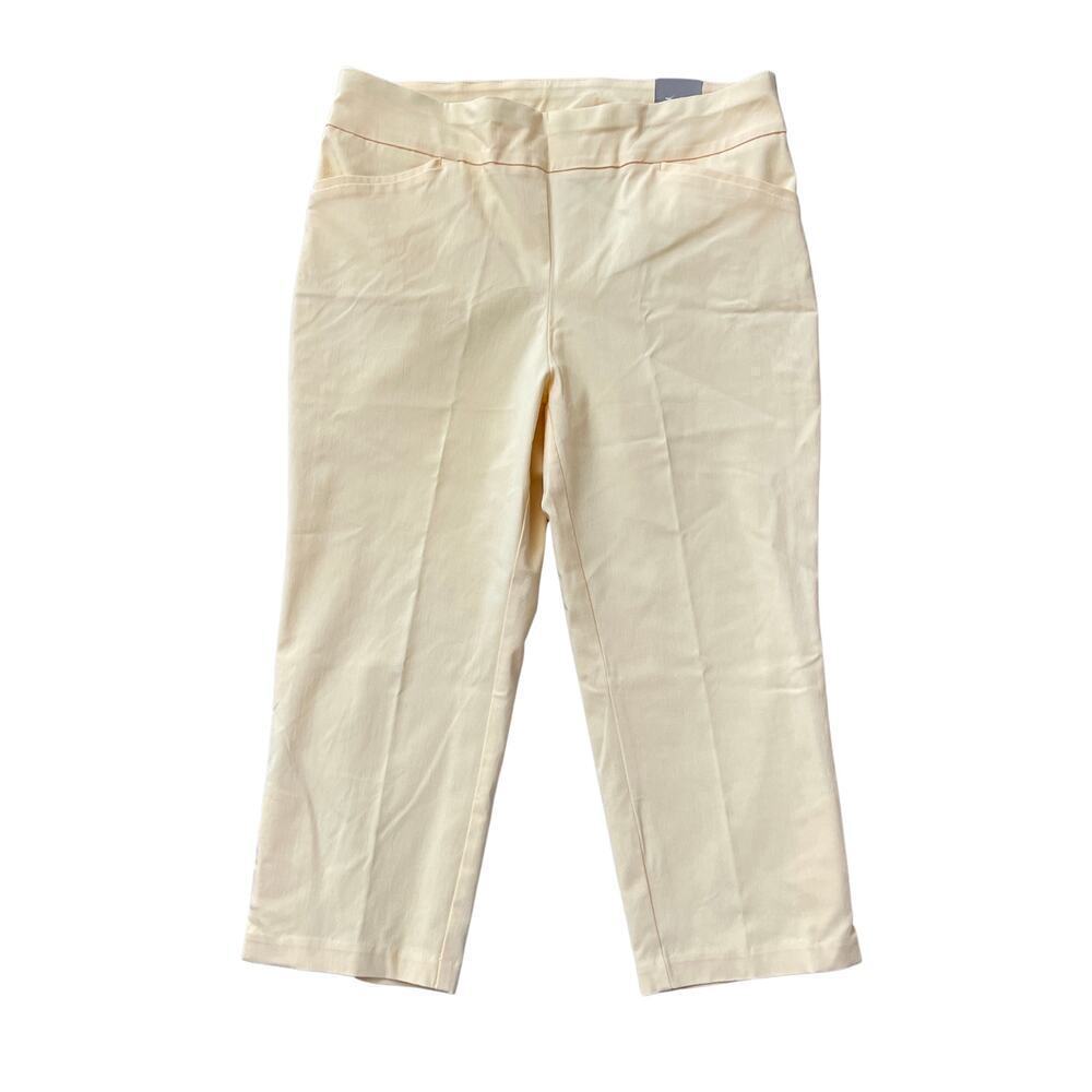 Chico’s 2 (US 12) Slim Capri Pants | Yellow Cream Pull-On Stretch, Brand New NWT